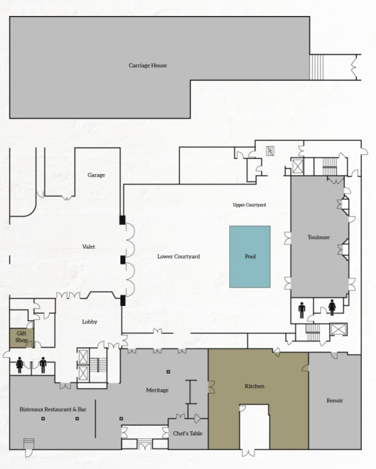 Maison Dupuy event space floorplan map